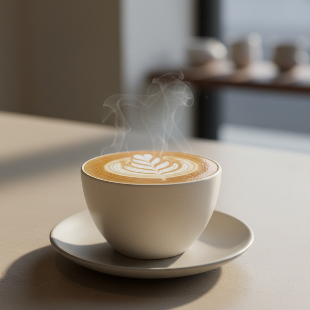 A frosted glass of an iced pumpkin spice latte with whipped cream and cinnamon sprinkles.